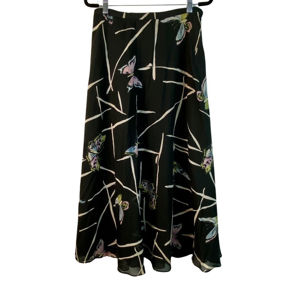 Due Per Due Vintage Butterfly Maxi Skirt Y2K Fairycore Boho Silk Blend 4